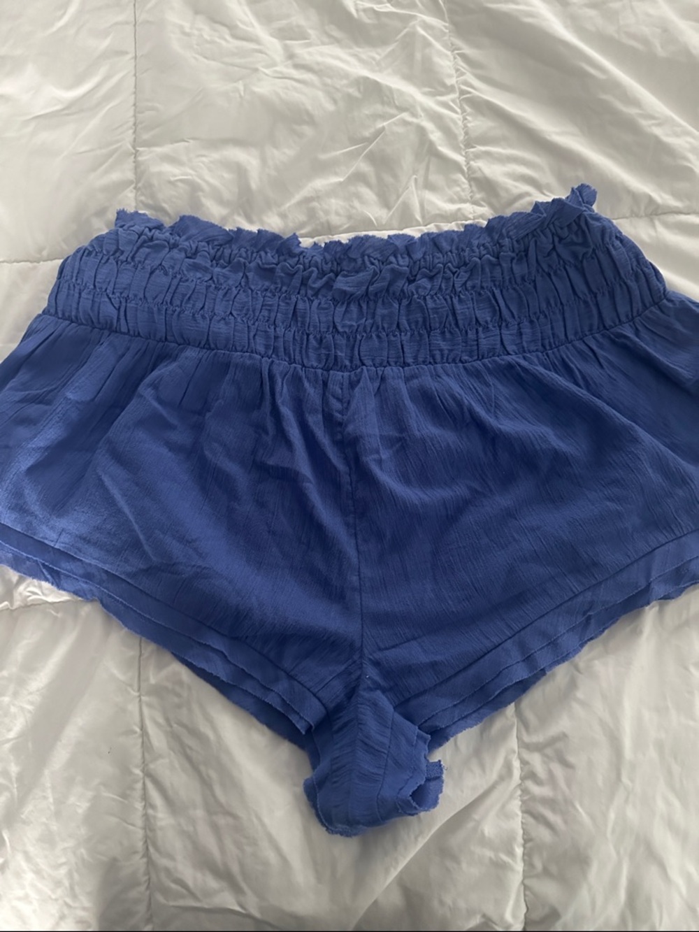 Anthropologie Royal Blue High-Waist Smocked Shorts - Picture 2 of 5